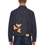 Giacca denim a righe in blu 