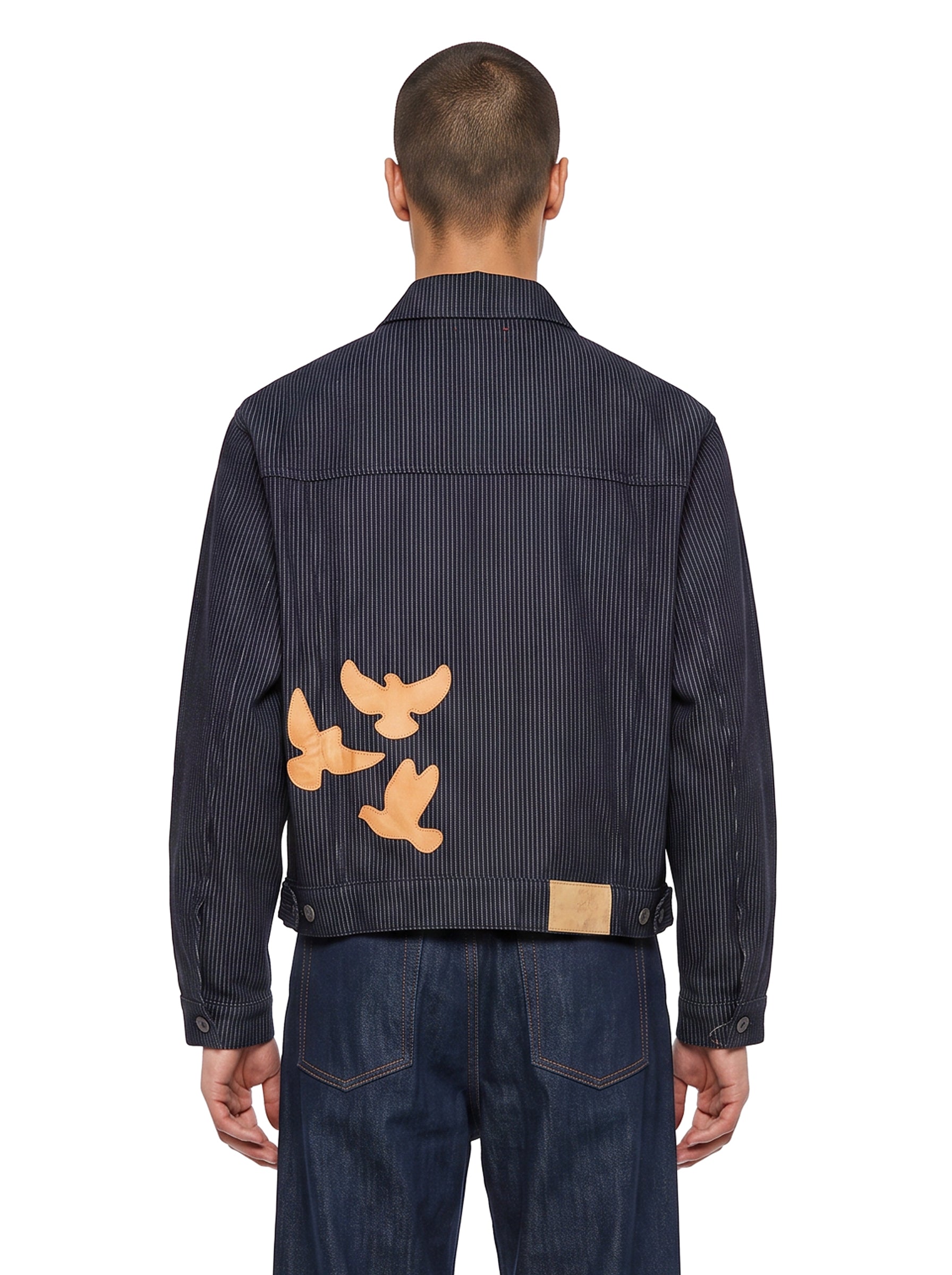 Giacca denim a righe in blu 