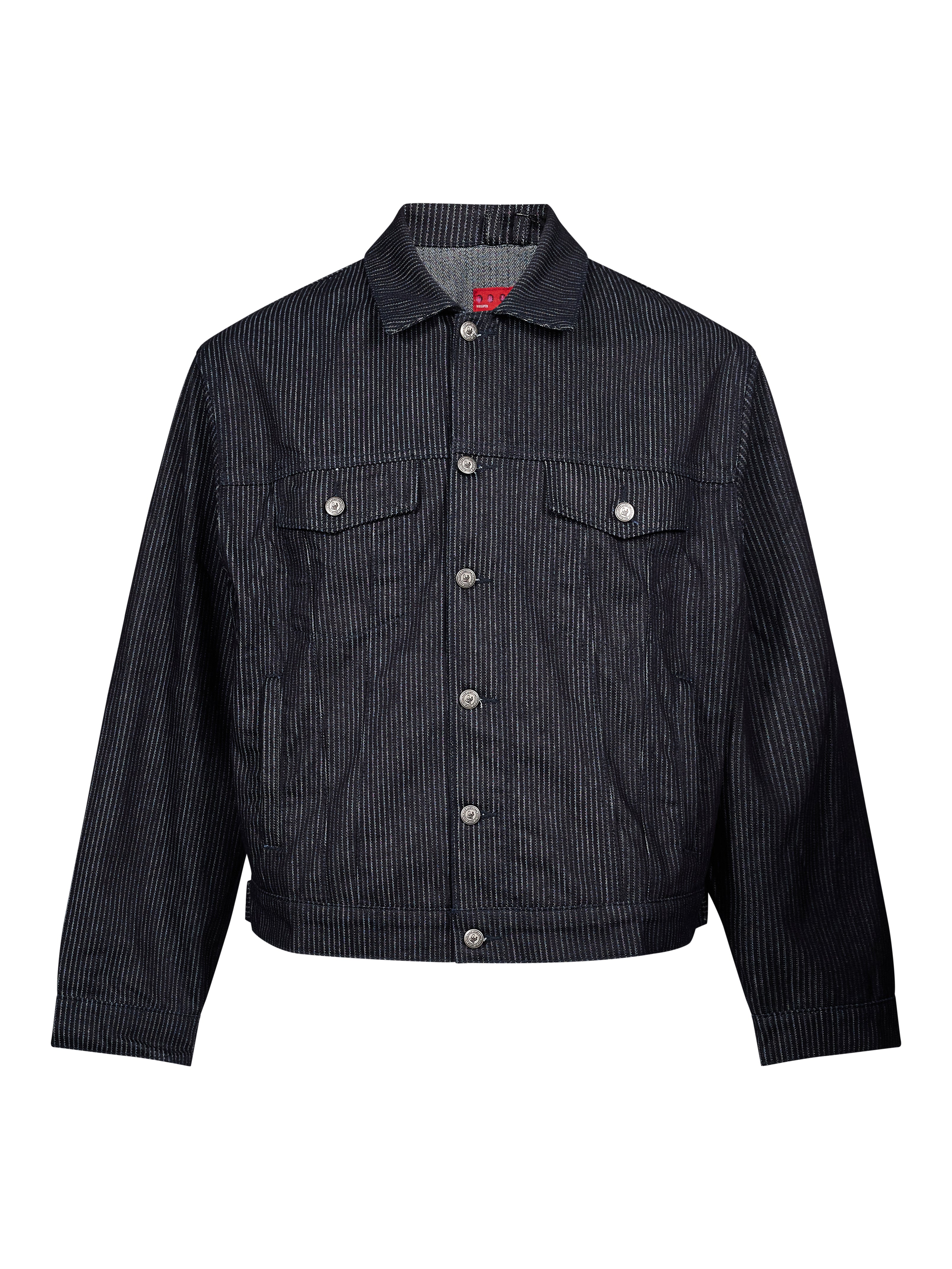 Giacca denim a righe in blu 