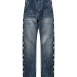 Jeans con ricamo occhio in blu 