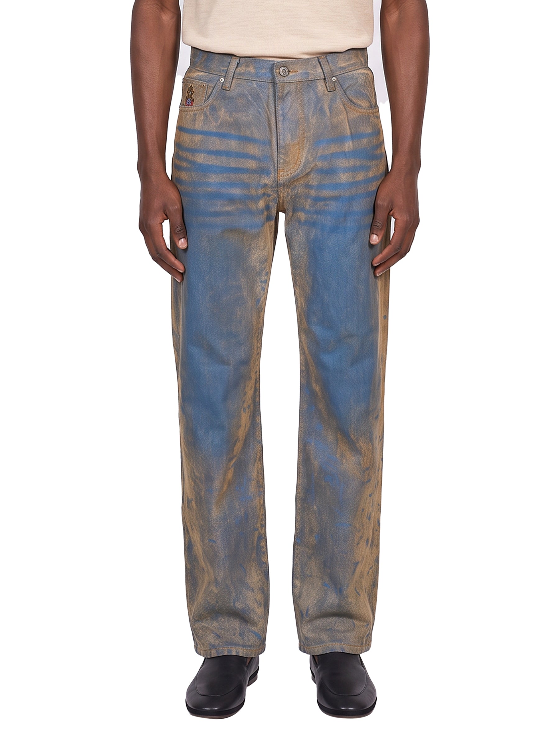 Jeans slavato in blu 