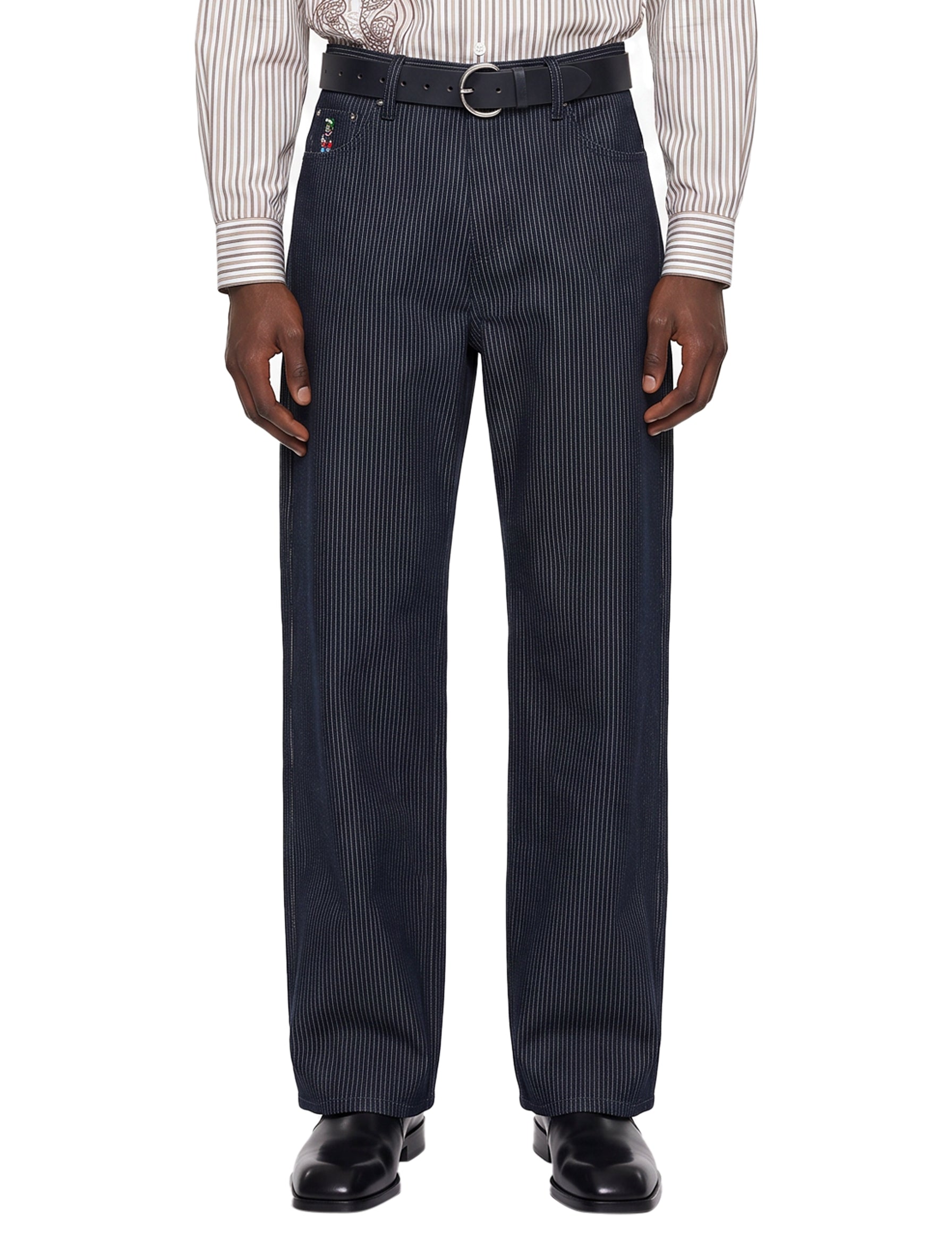 Jeans con stampa colombe in blu 