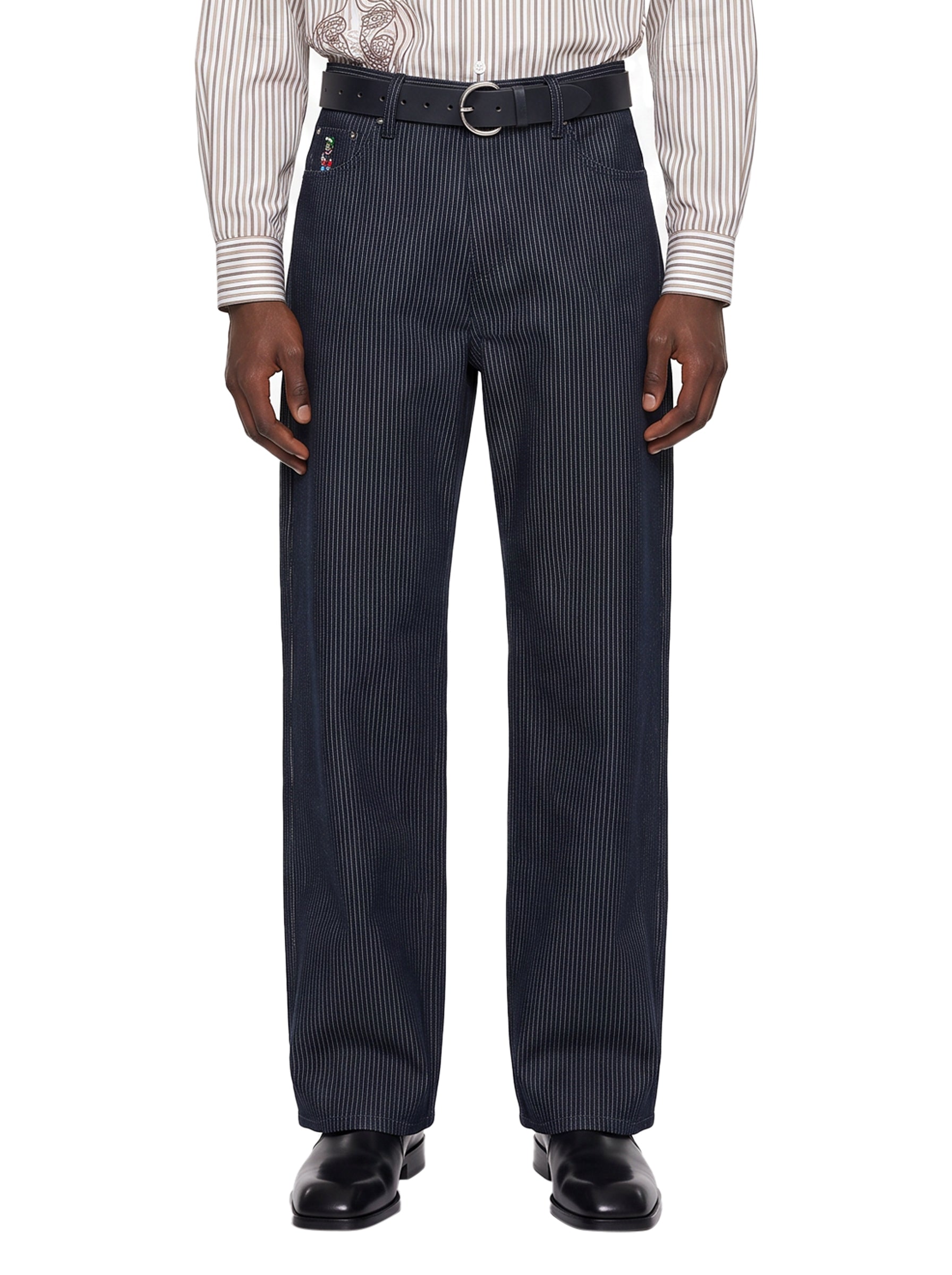 Jeans con stampa colombe in blu 