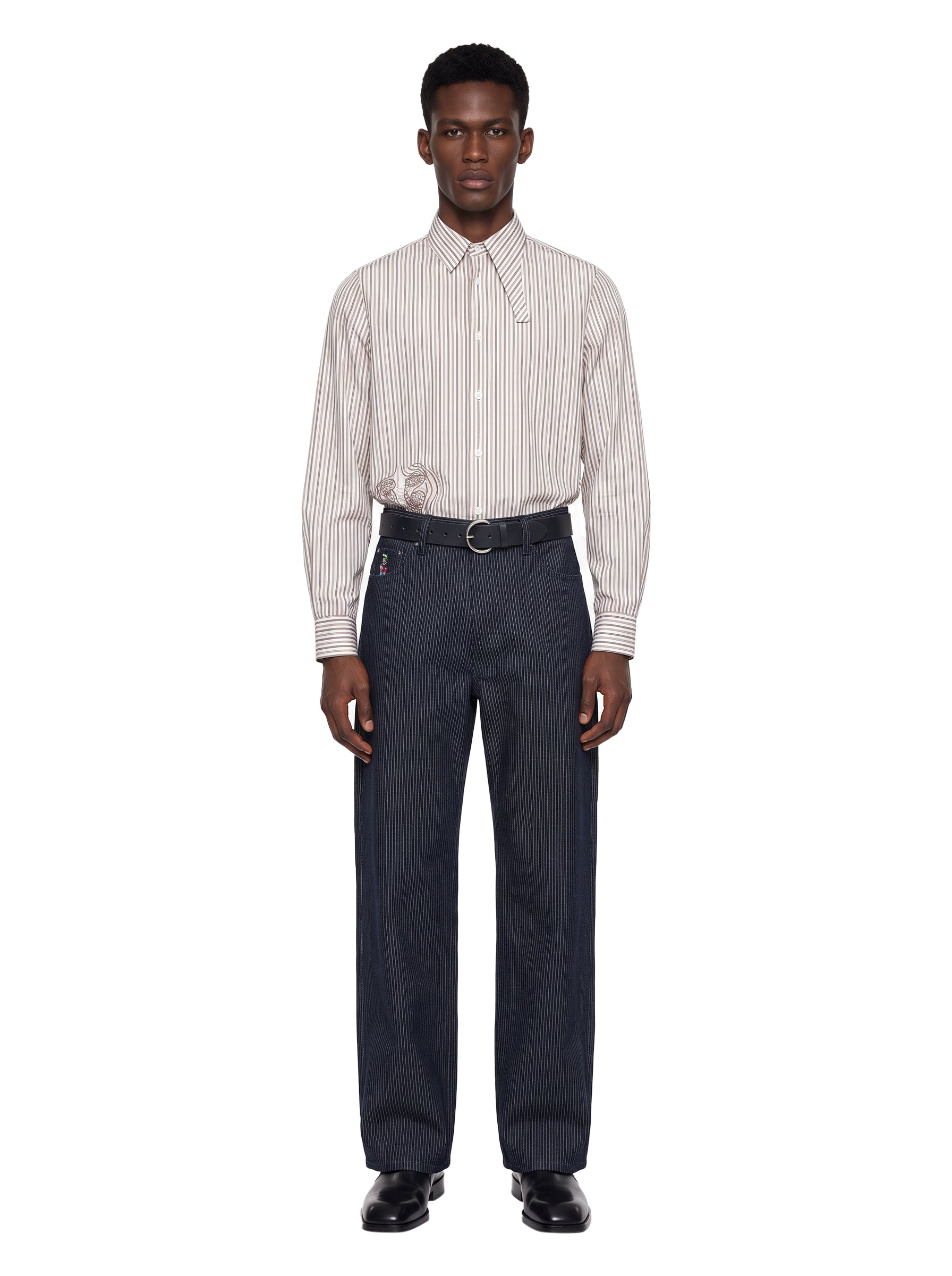 Jeans con stampa colombe in blu 