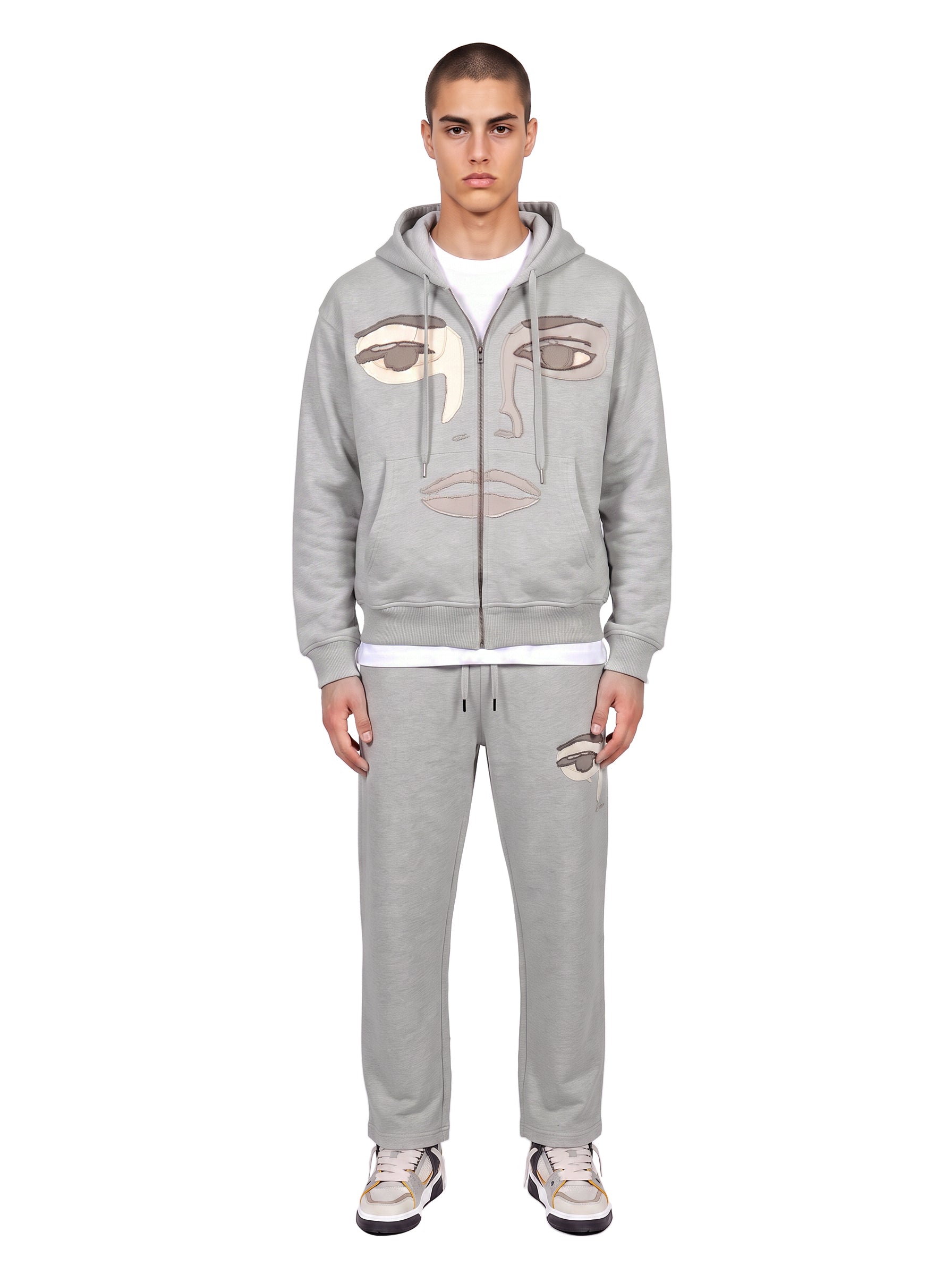 Pantaloni tuta con stampa in grigio 