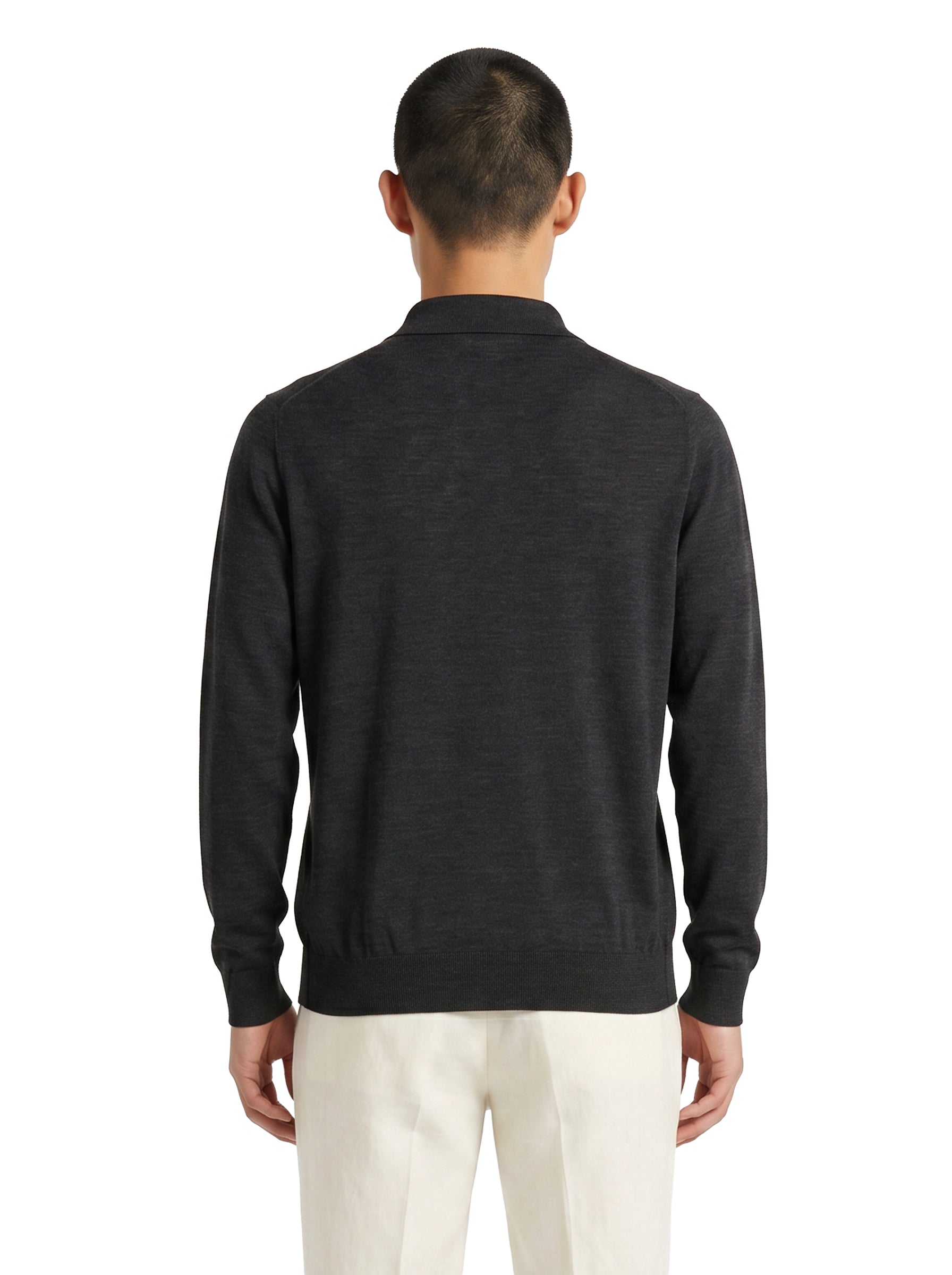 Maglione stile polo a maniche lunghe in grigio 