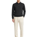 Maglione stile polo a maniche lunghe in grigio 