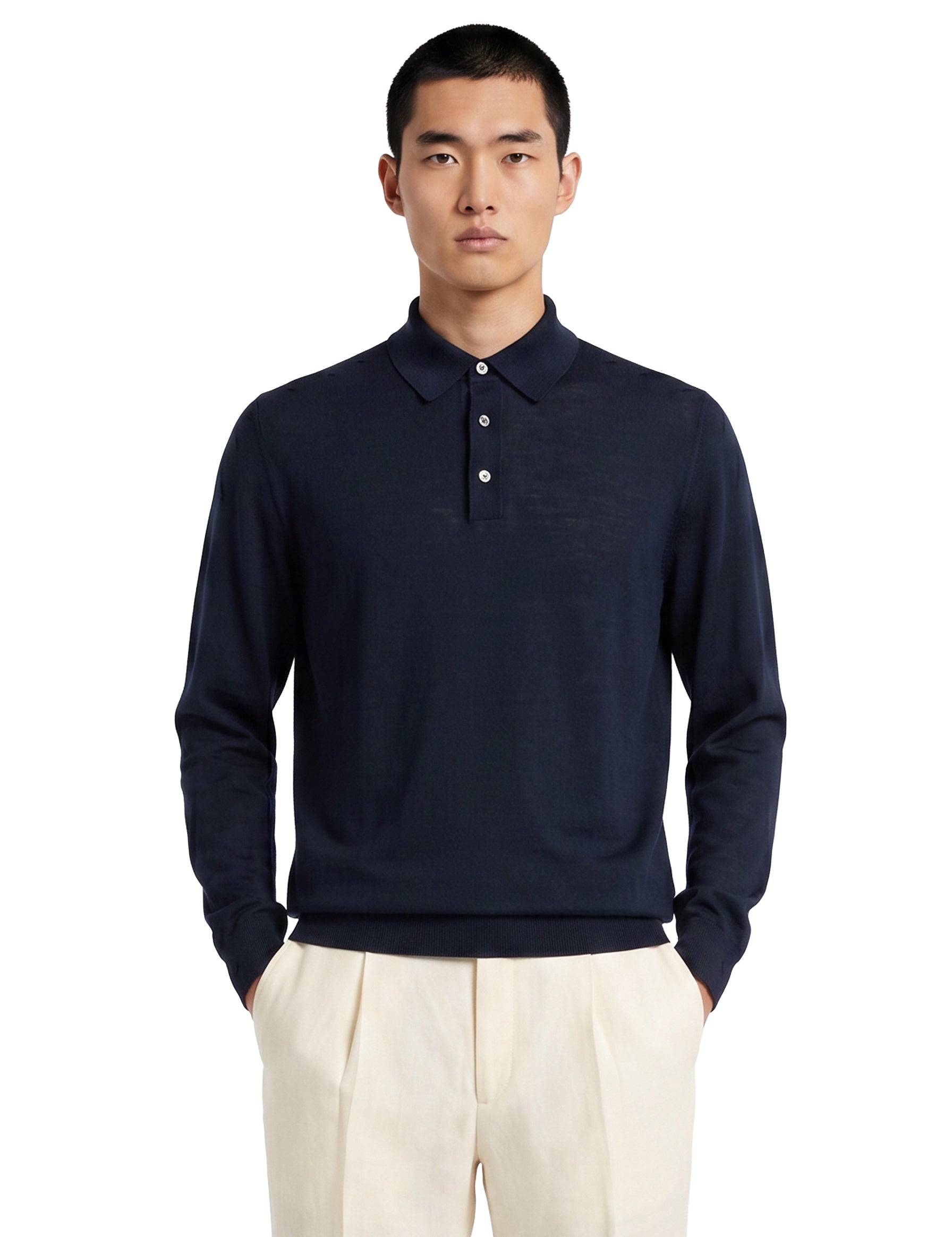 Polo a maniche lunghe in blu 
