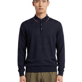Maglione stile polo a maniche lunghe in blu 