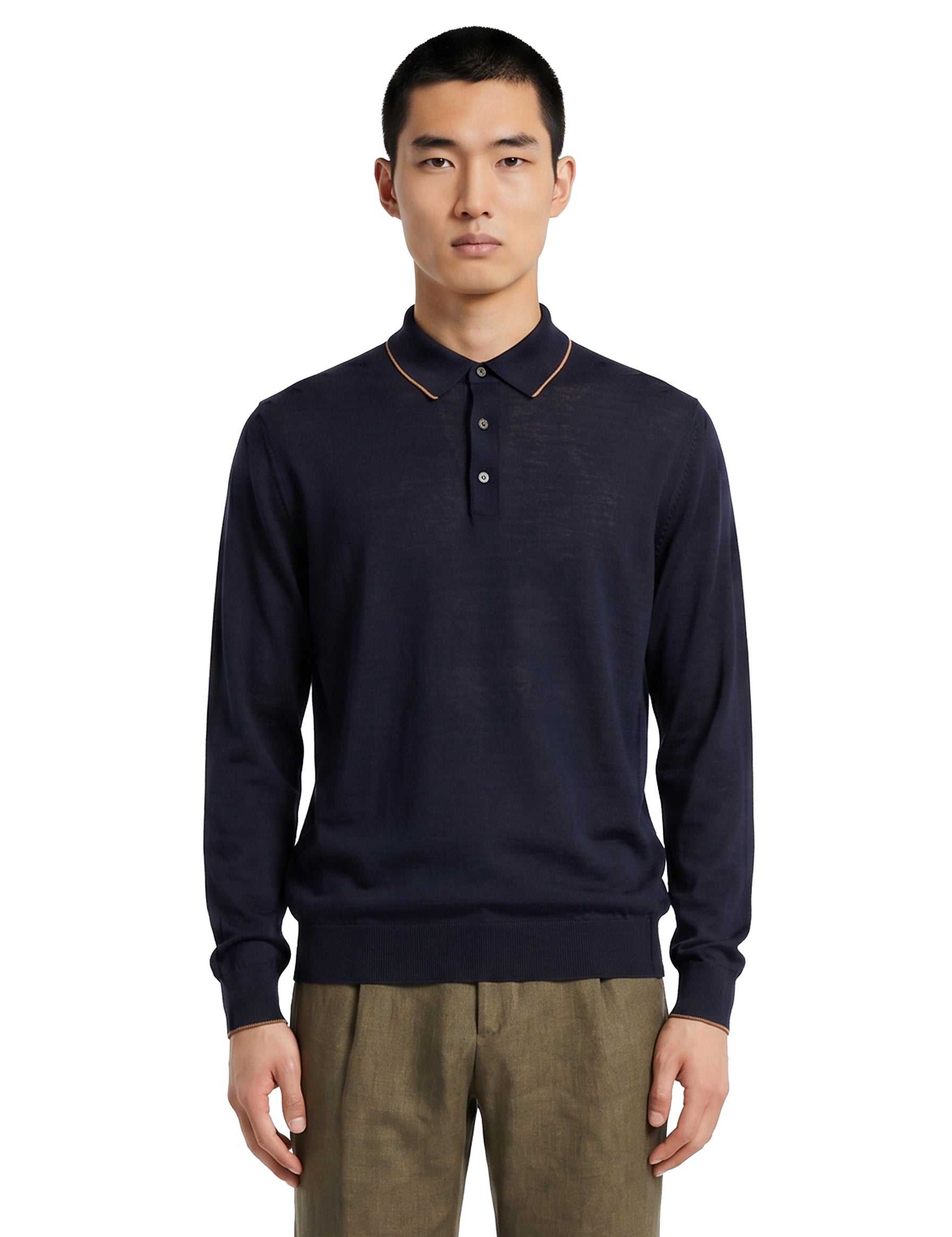 Polo a maniche lunghe in blu 