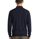 Maglione stile polo a maniche lunghe in blu 