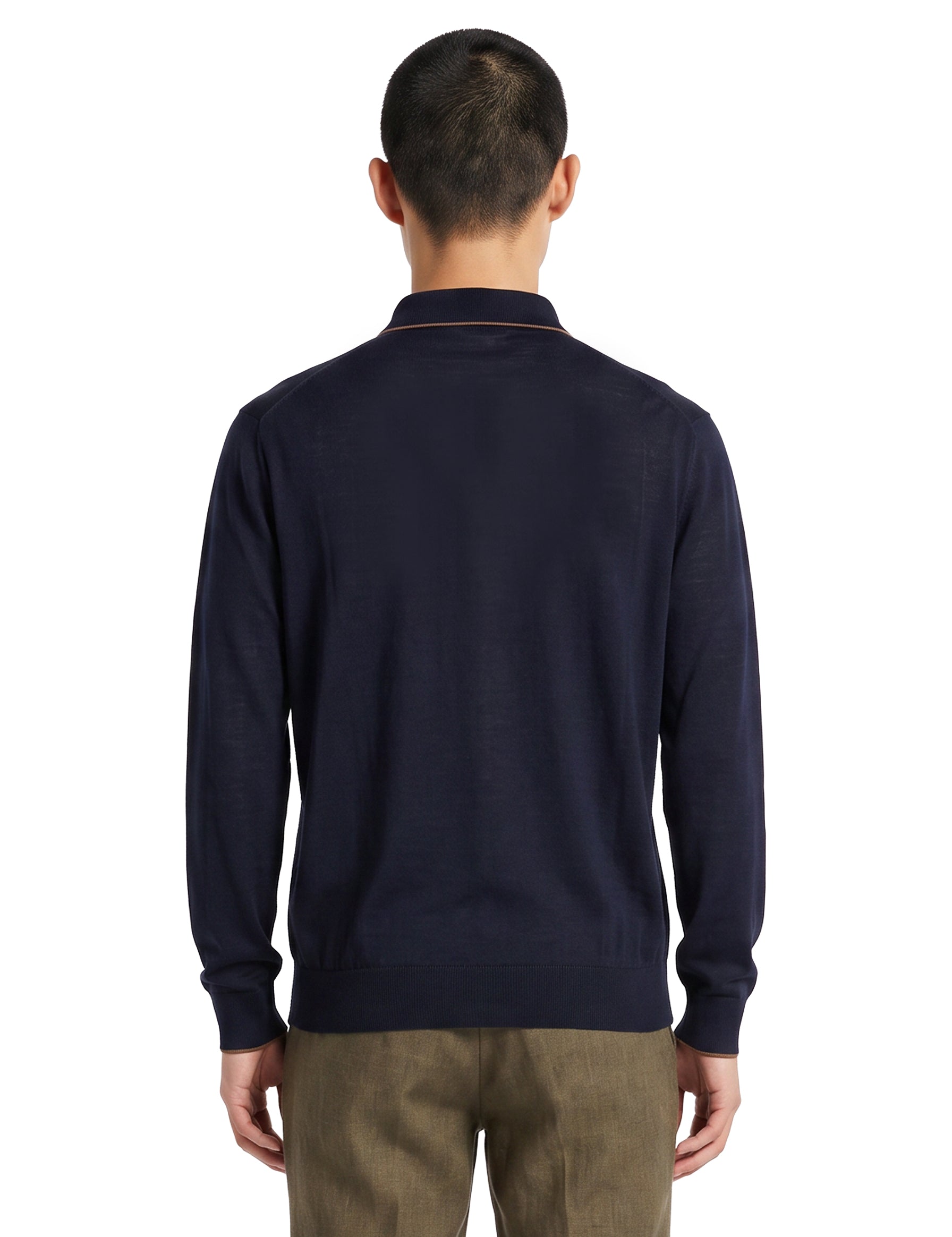 Polo a maniche lunghe in blu 