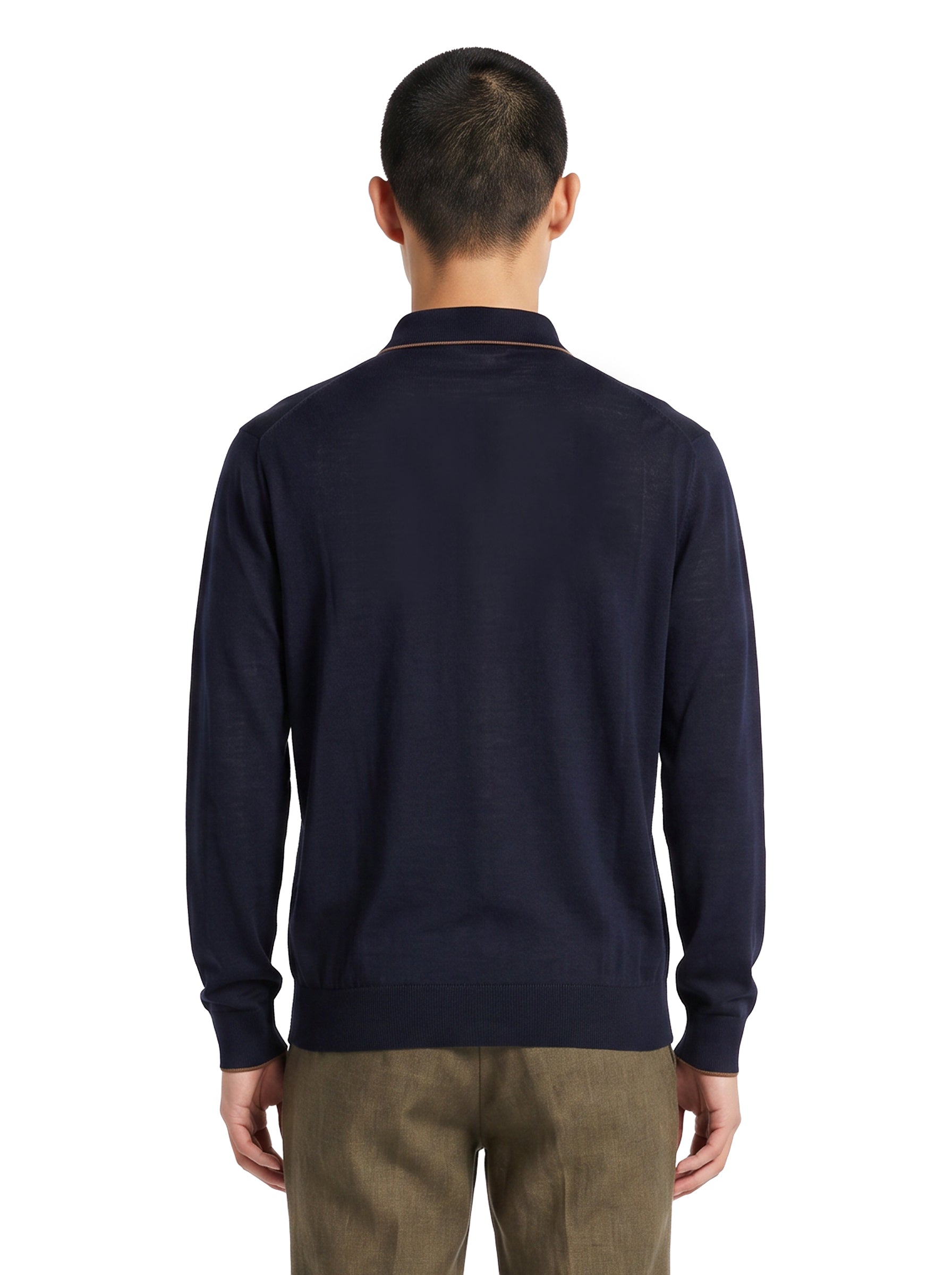 Maglione stile polo a maniche lunghe in blu 