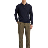 Maglione stile polo a maniche lunghe in blu 