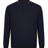 Maglione stile polo a maniche lunghe in blu 