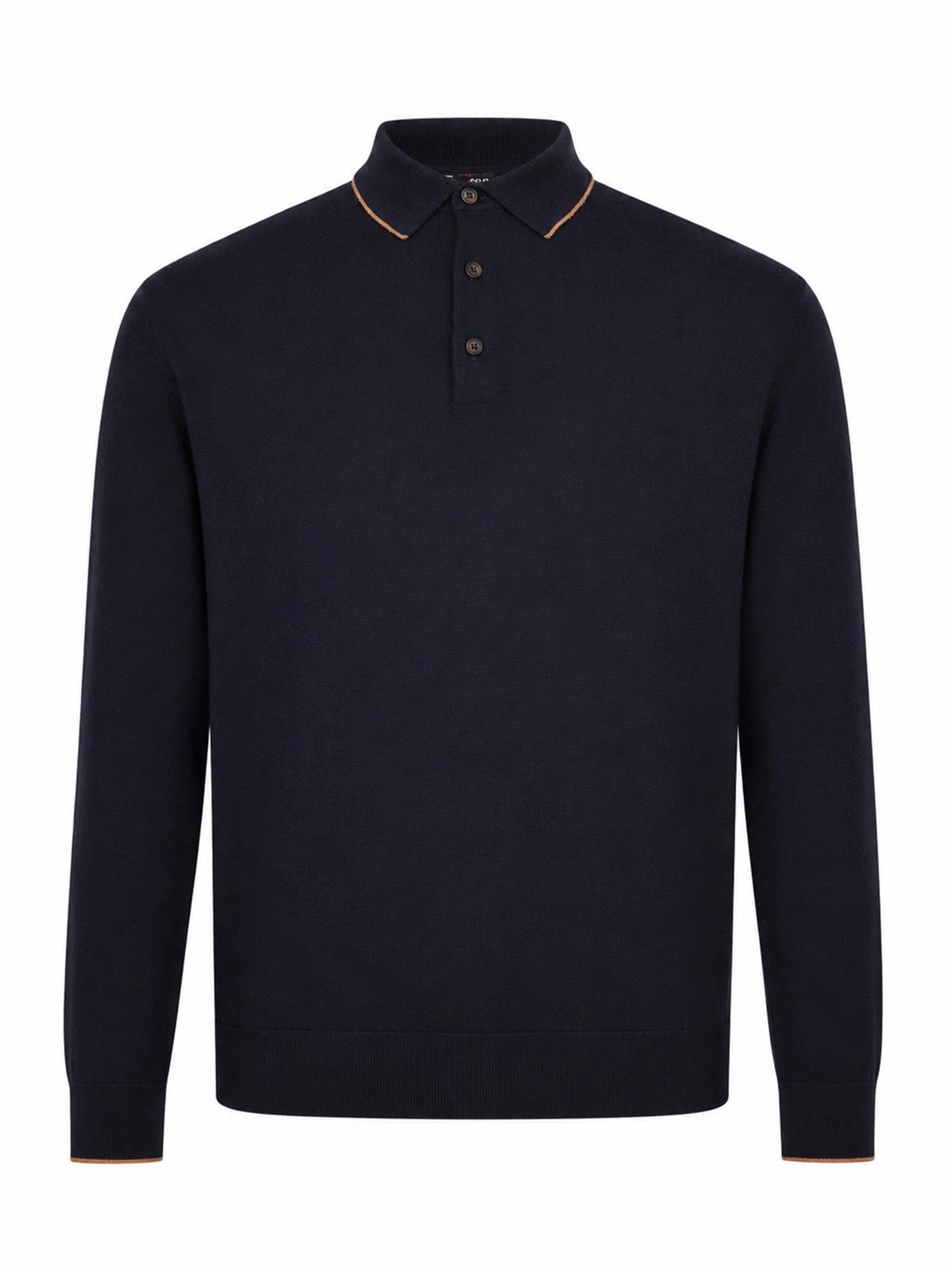 Maglione stile polo a maniche lunghe in blu 