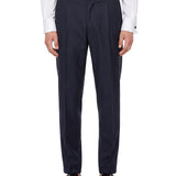 Pantaloni con taglio dritto in lana blu 