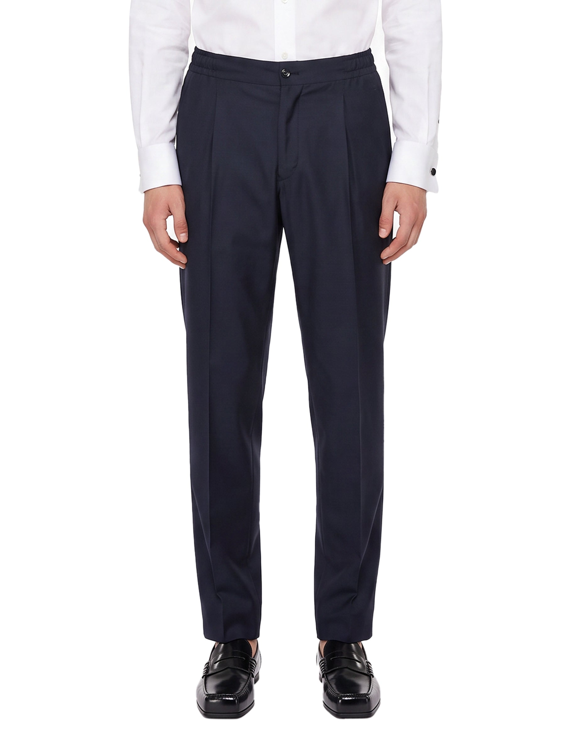 Pantaloni con taglio dritto in lana blu 