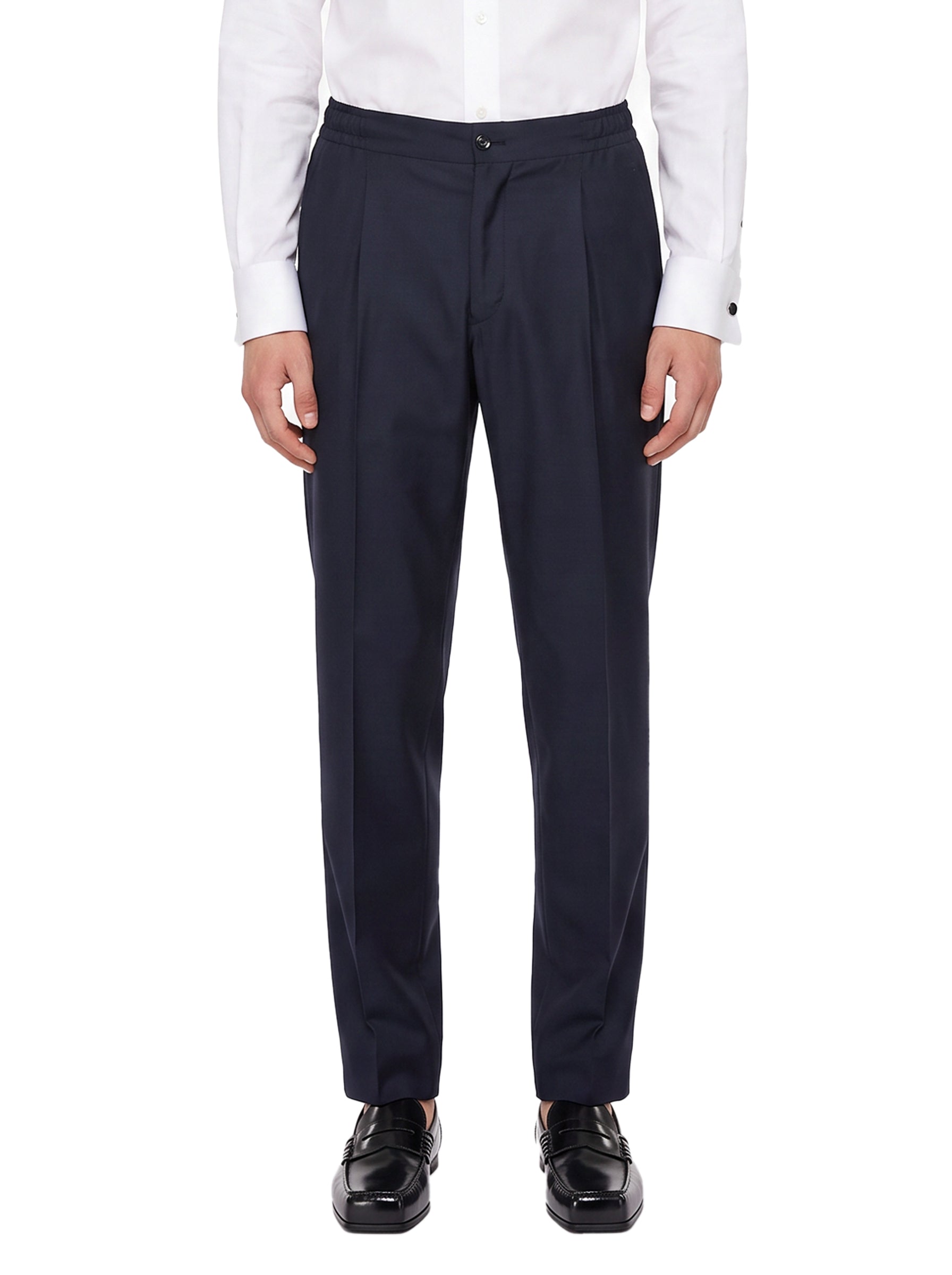 Pantaloni con taglio dritto in lana blu 