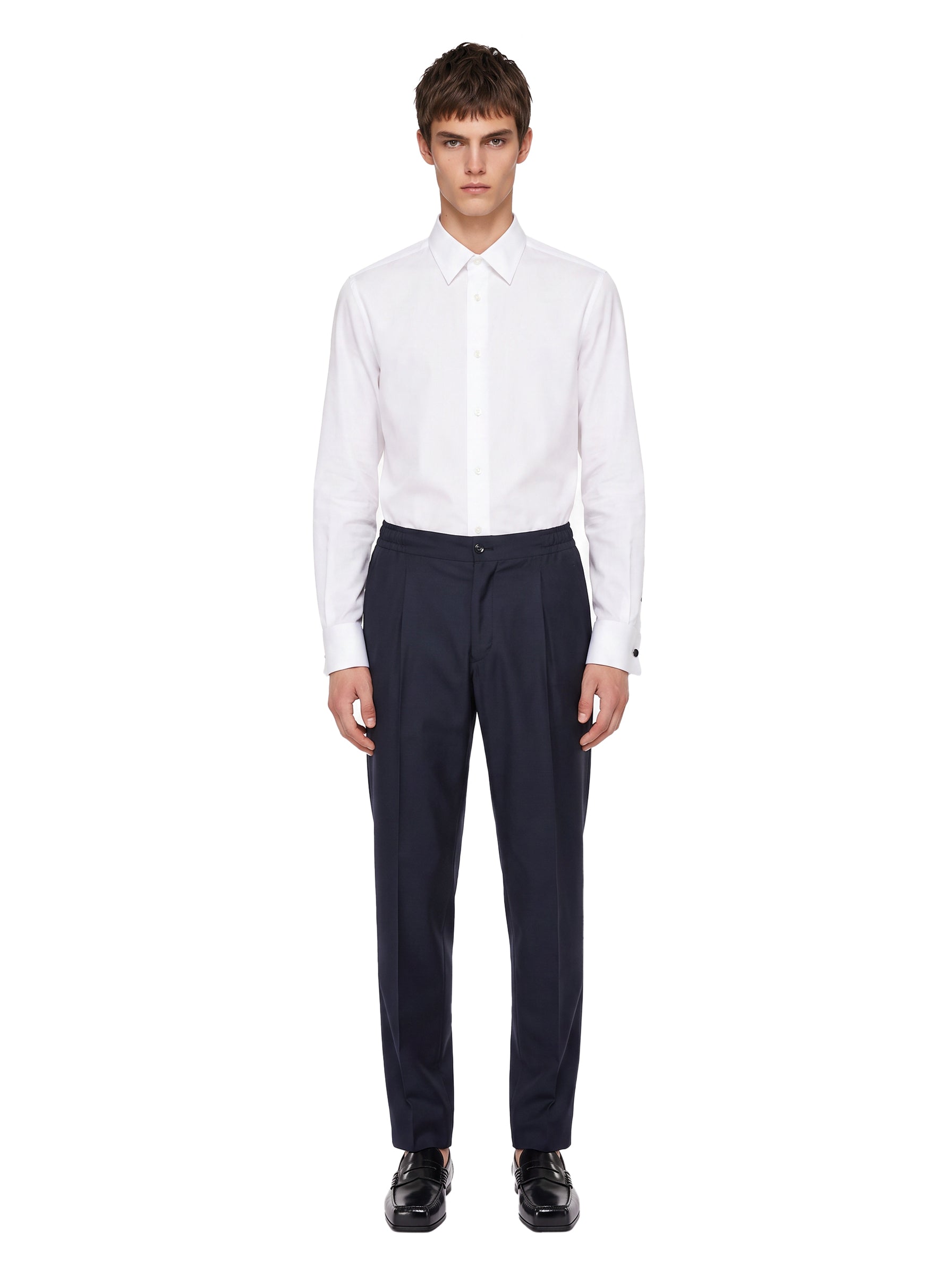Pantaloni con taglio dritto in lana blu 