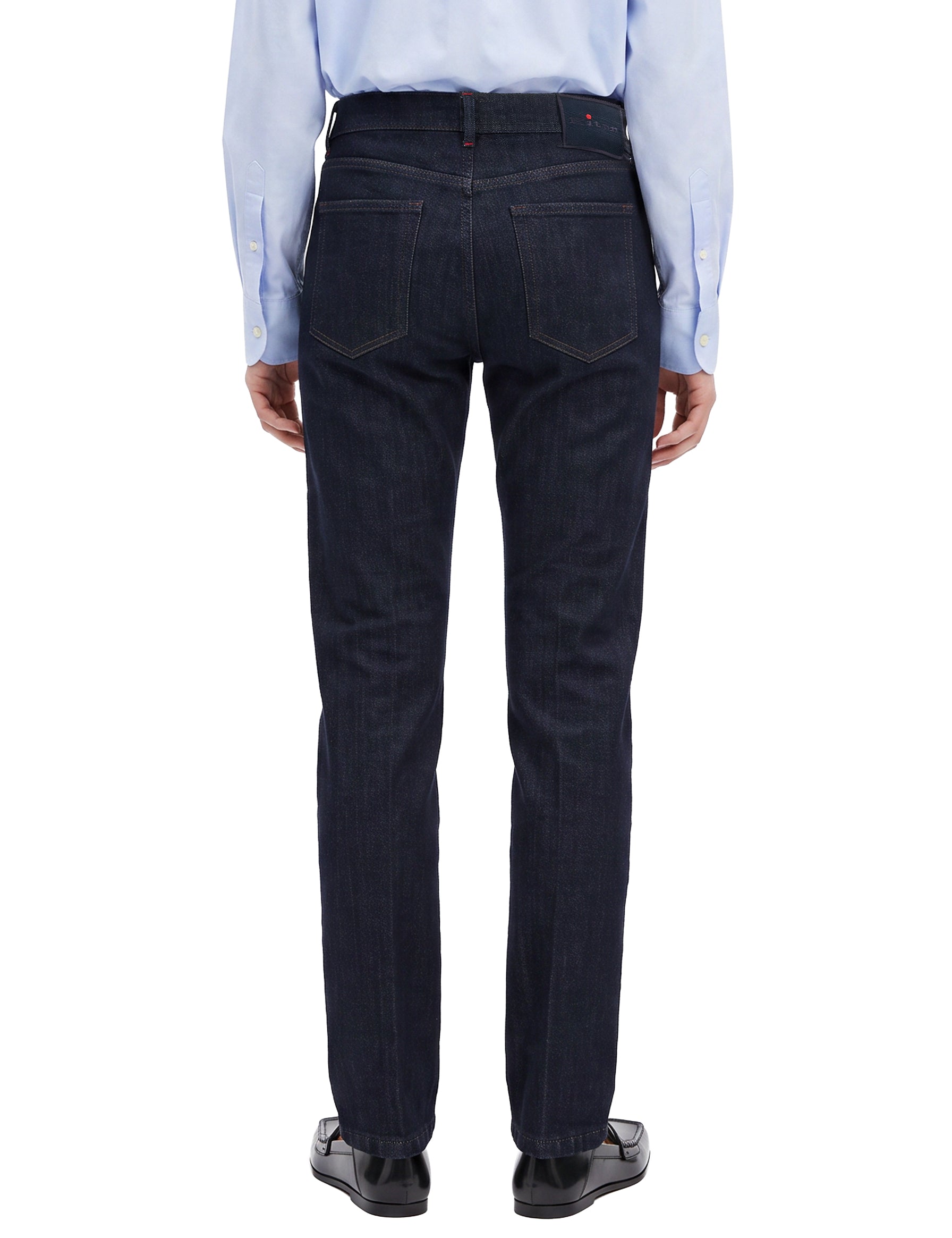 Jeans slim con dettagli di cuciture in blu 