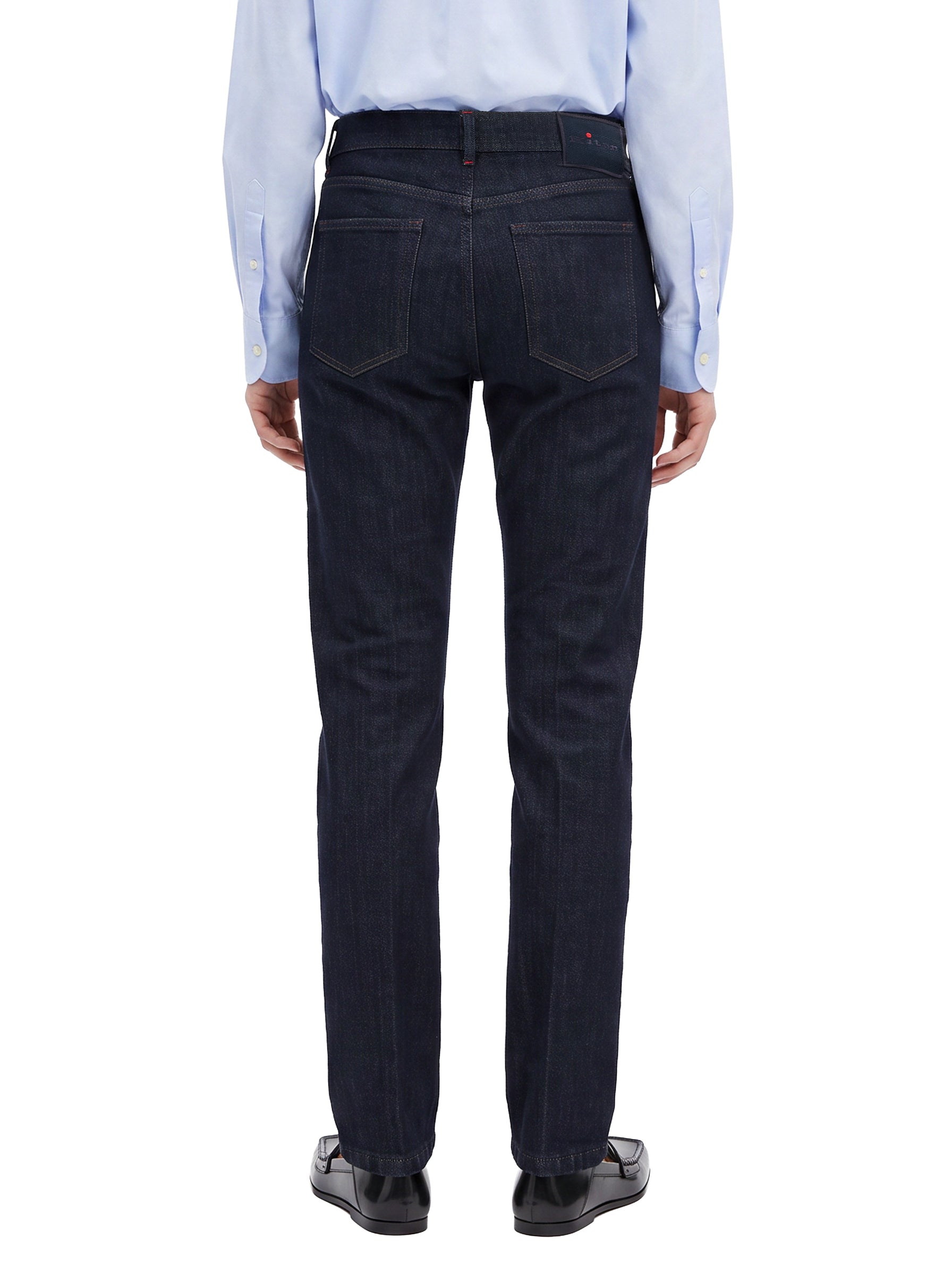 Jeans slim con dettagli di cuciture in blu 