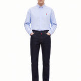 Jeans slim con dettagli di cuciture in blu 