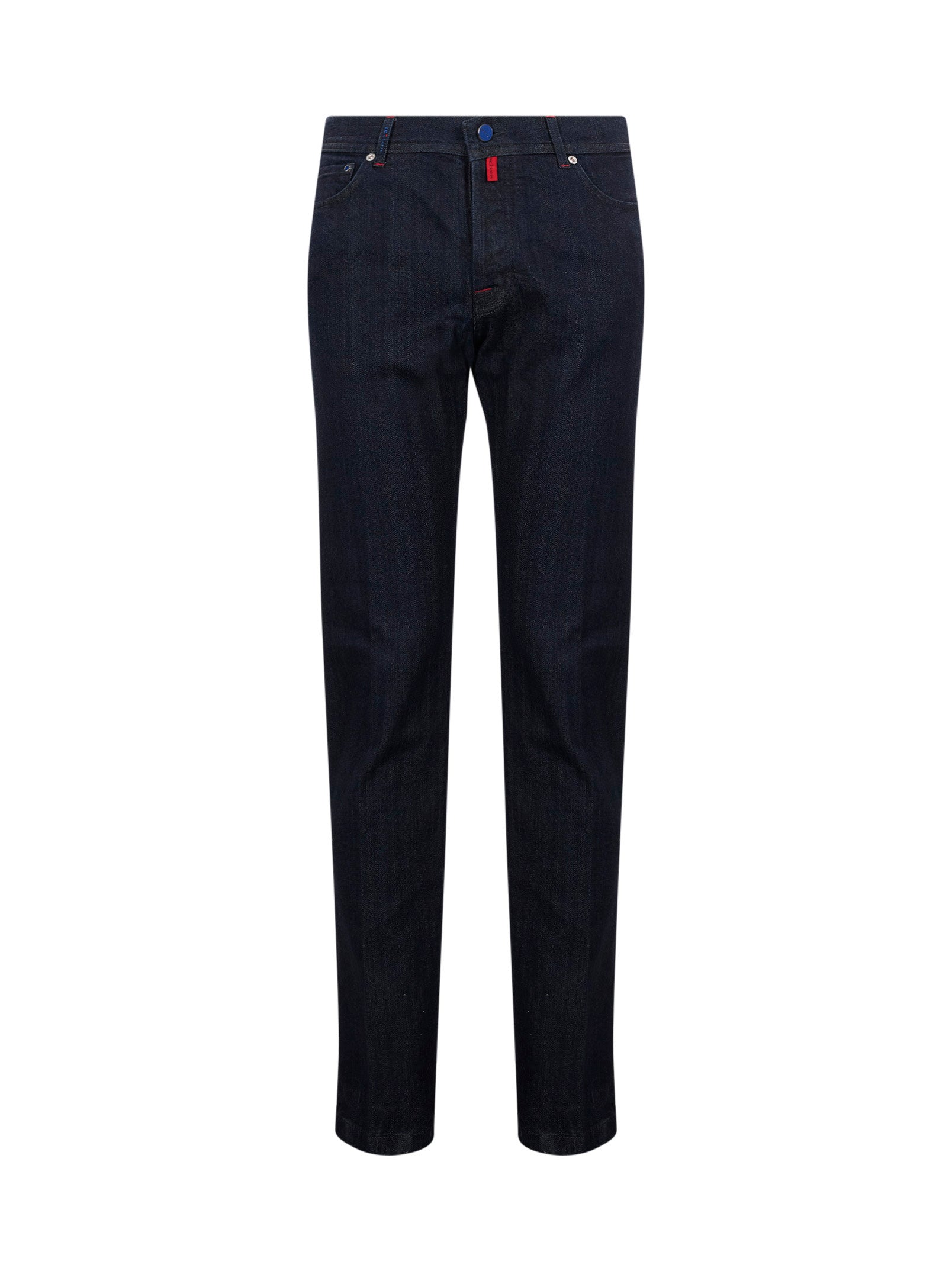 Jeans slim con dettagli di cuciture in blu 