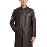 Giacca in pelle monopetto in marrone 