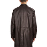 Giacca in pelle monopetto in marrone 