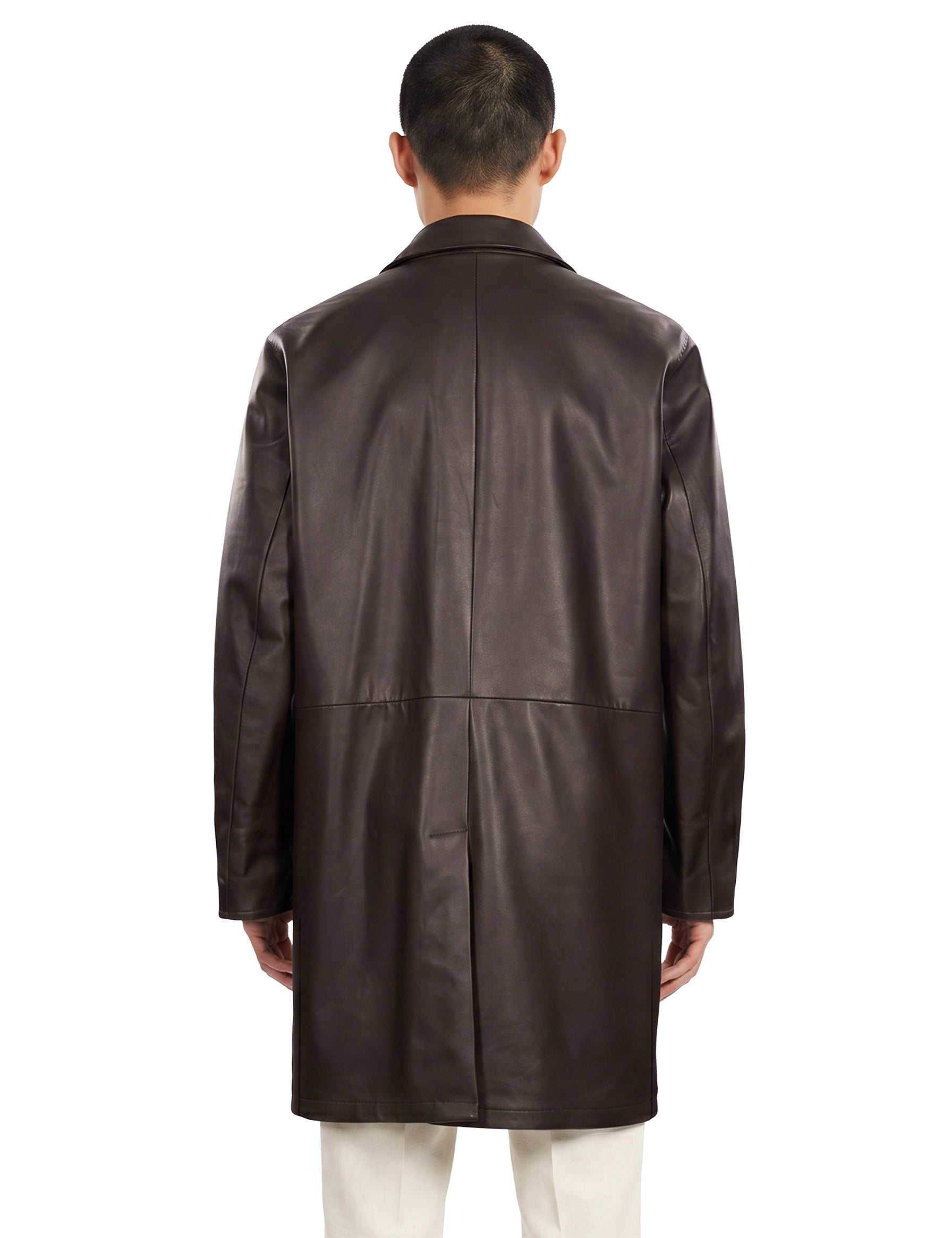 Giacca in pelle monopetto in marrone 