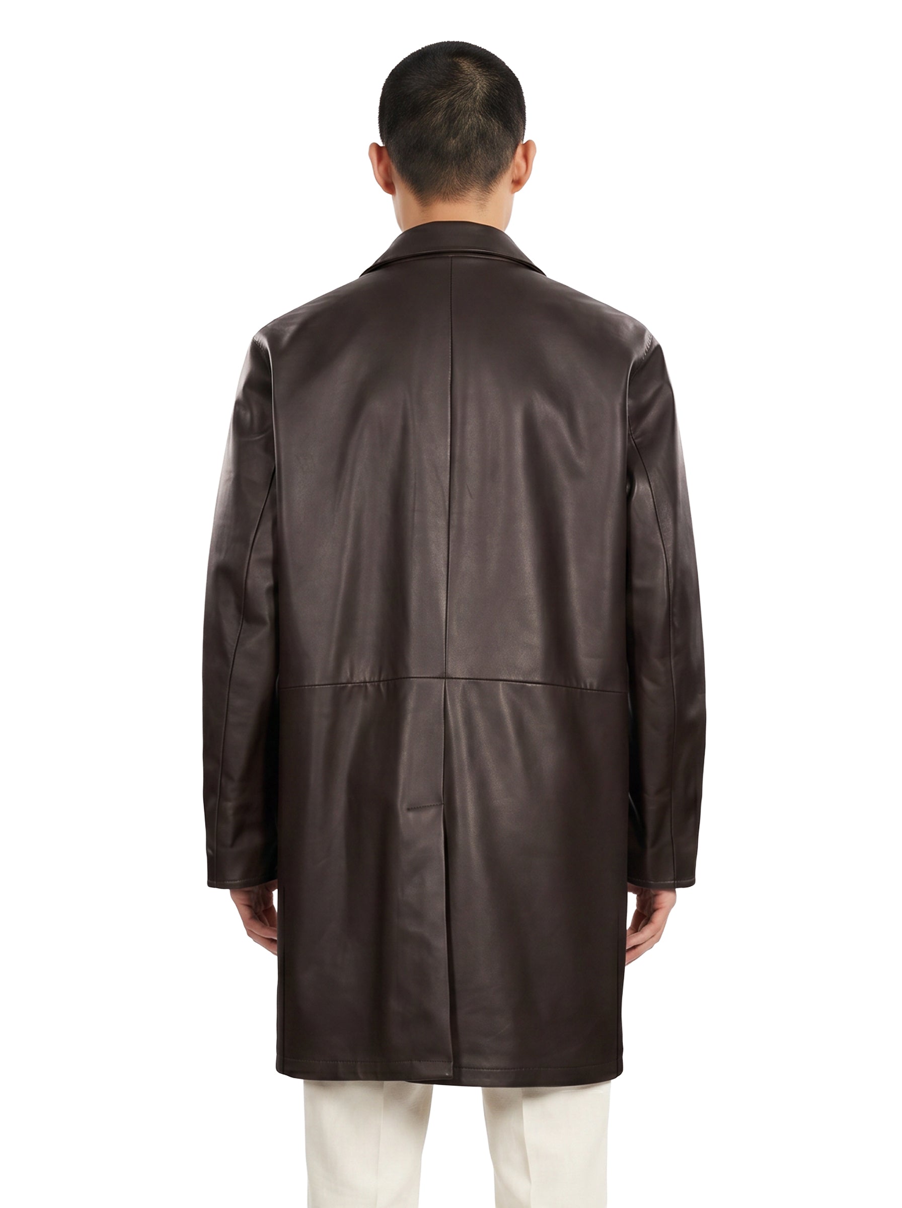 Giacca in pelle monopetto in marrone 
