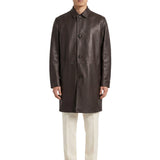 Giacca in pelle monopetto in marrone 