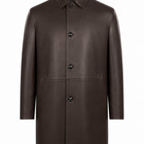 Giacca in pelle monopetto in marrone 