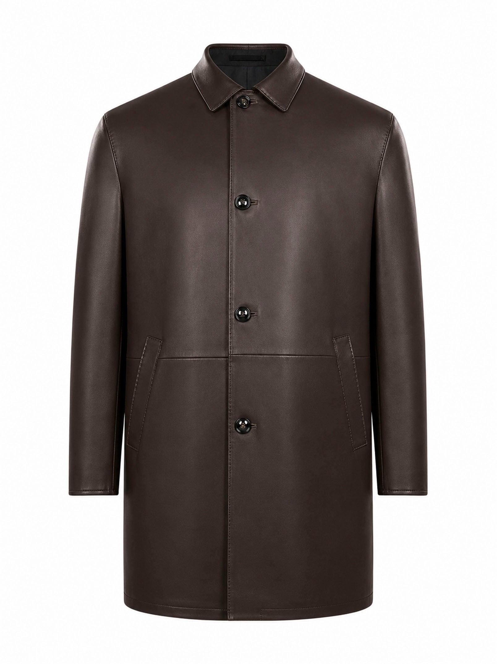 Giacca in pelle monopetto in marrone 