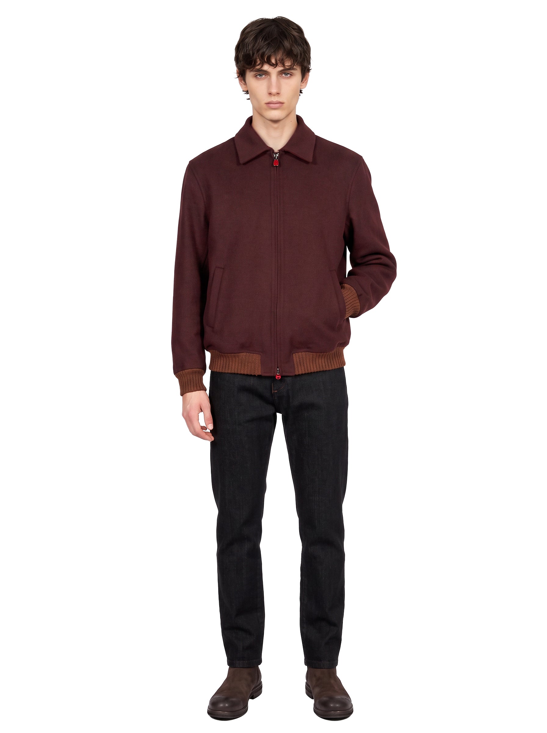 Giacca con zip in bordeaux 
