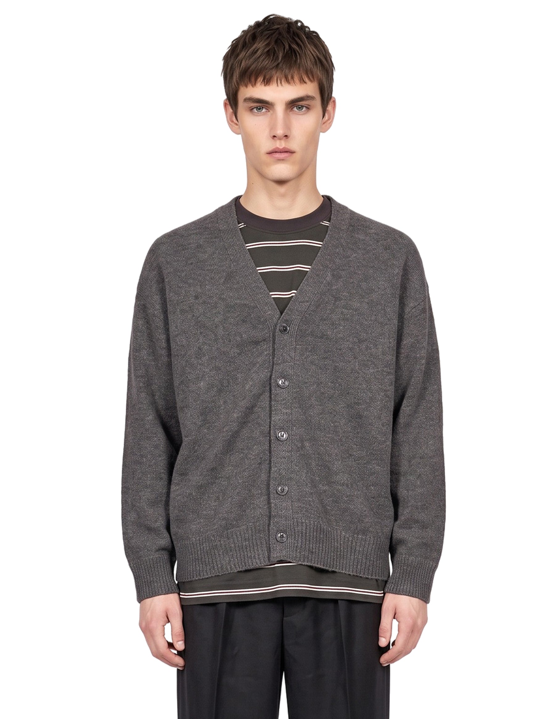 Cardigan in cashmere e seta grigio 