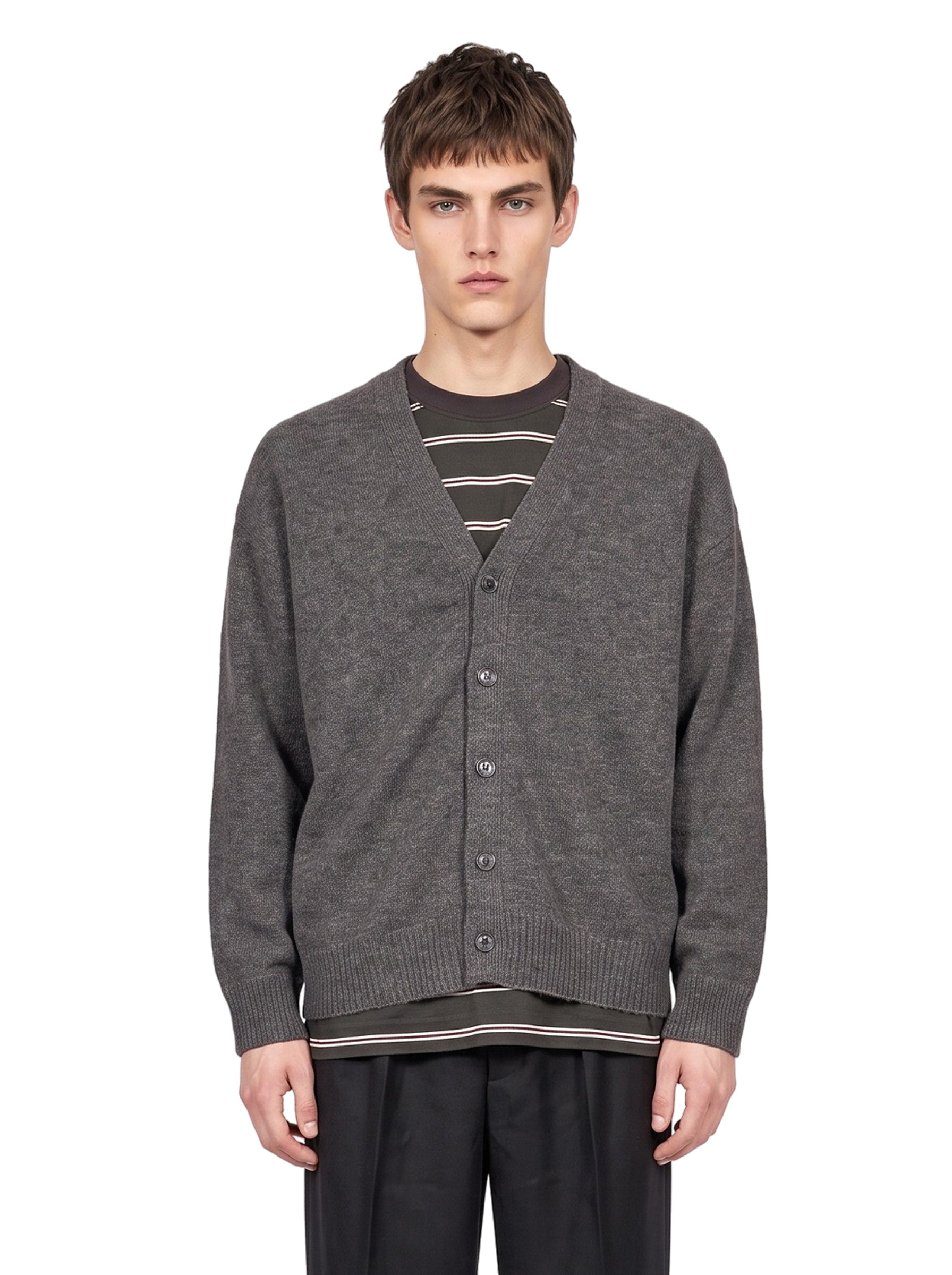 Cardigan in cashmere e seta grigio 