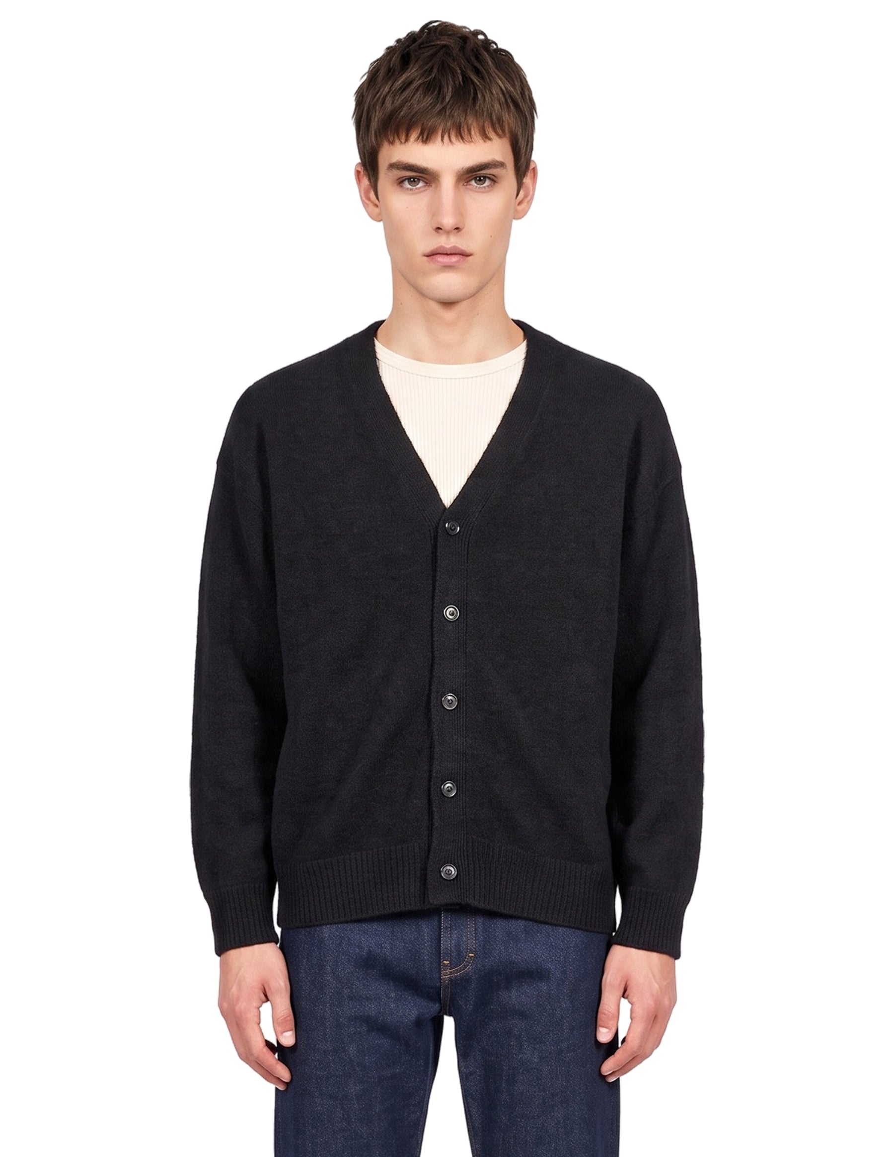 Cardigan in cashmere e seta in nero 