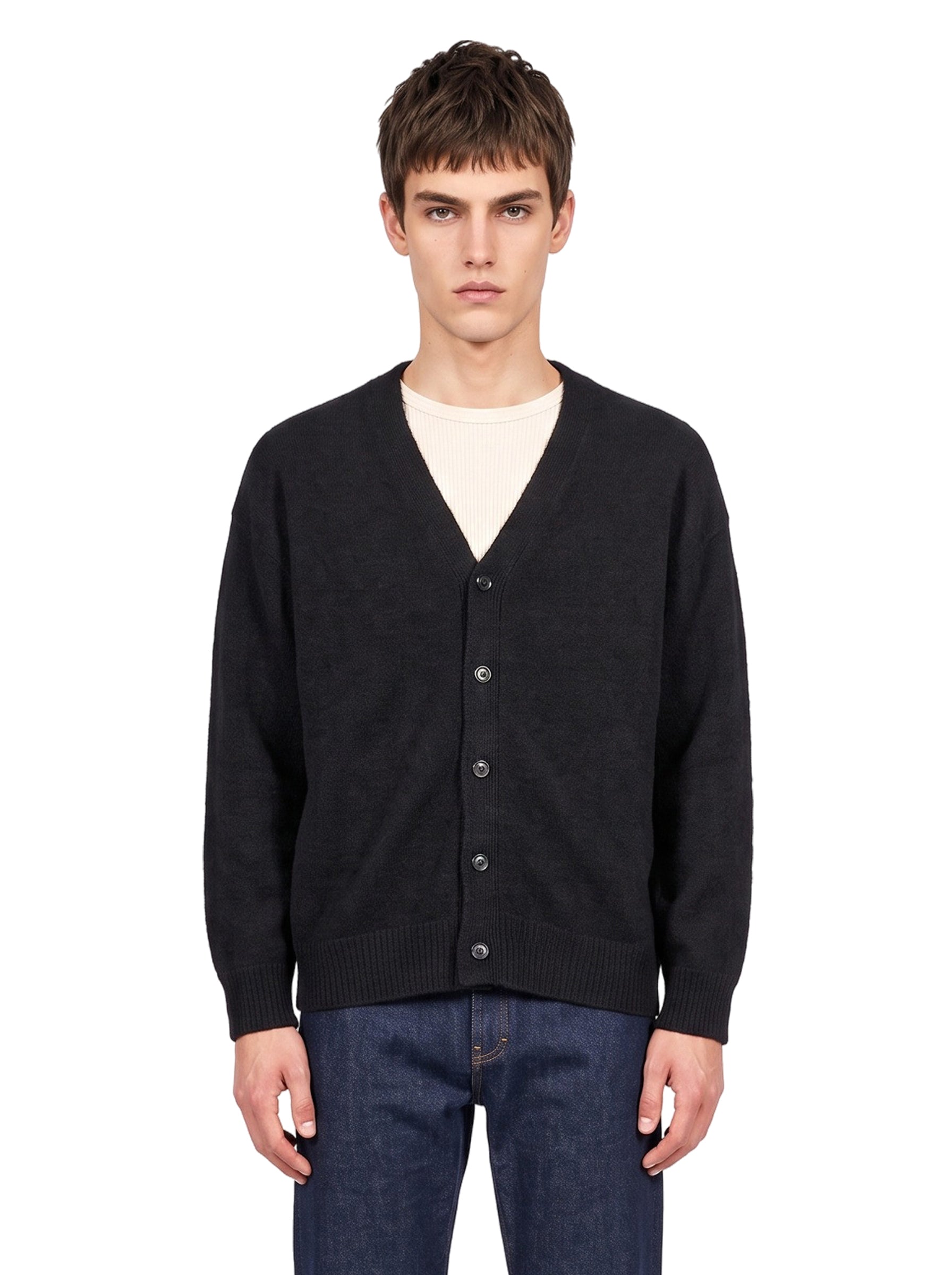 Cardigan in cashmere e seta in nero 