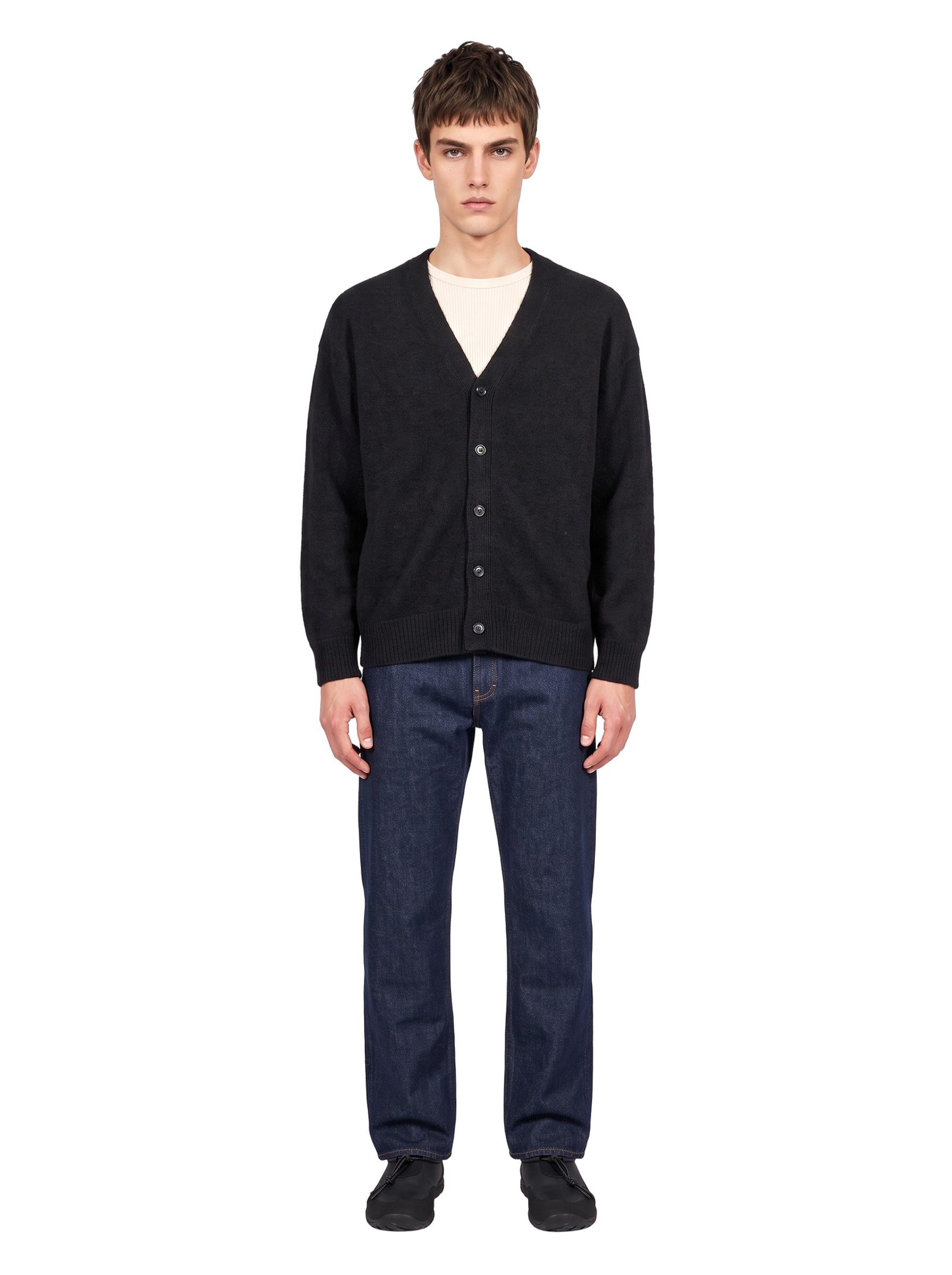 Cardigan in cashmere e seta in nero 