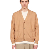 Cardigan in lana e cashmere beige 
