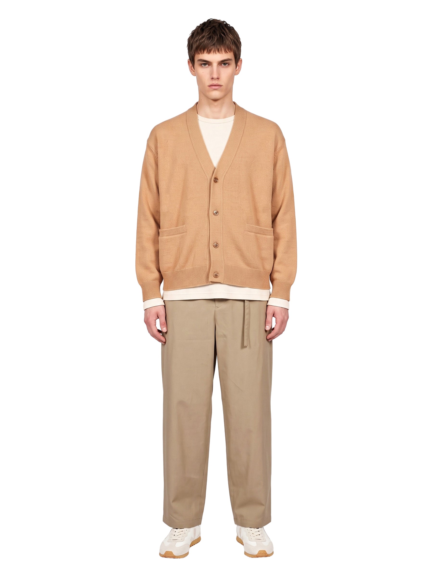 Cardigan in lana e cashmere beige 