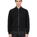 Bomber oversize in maglia nero 
