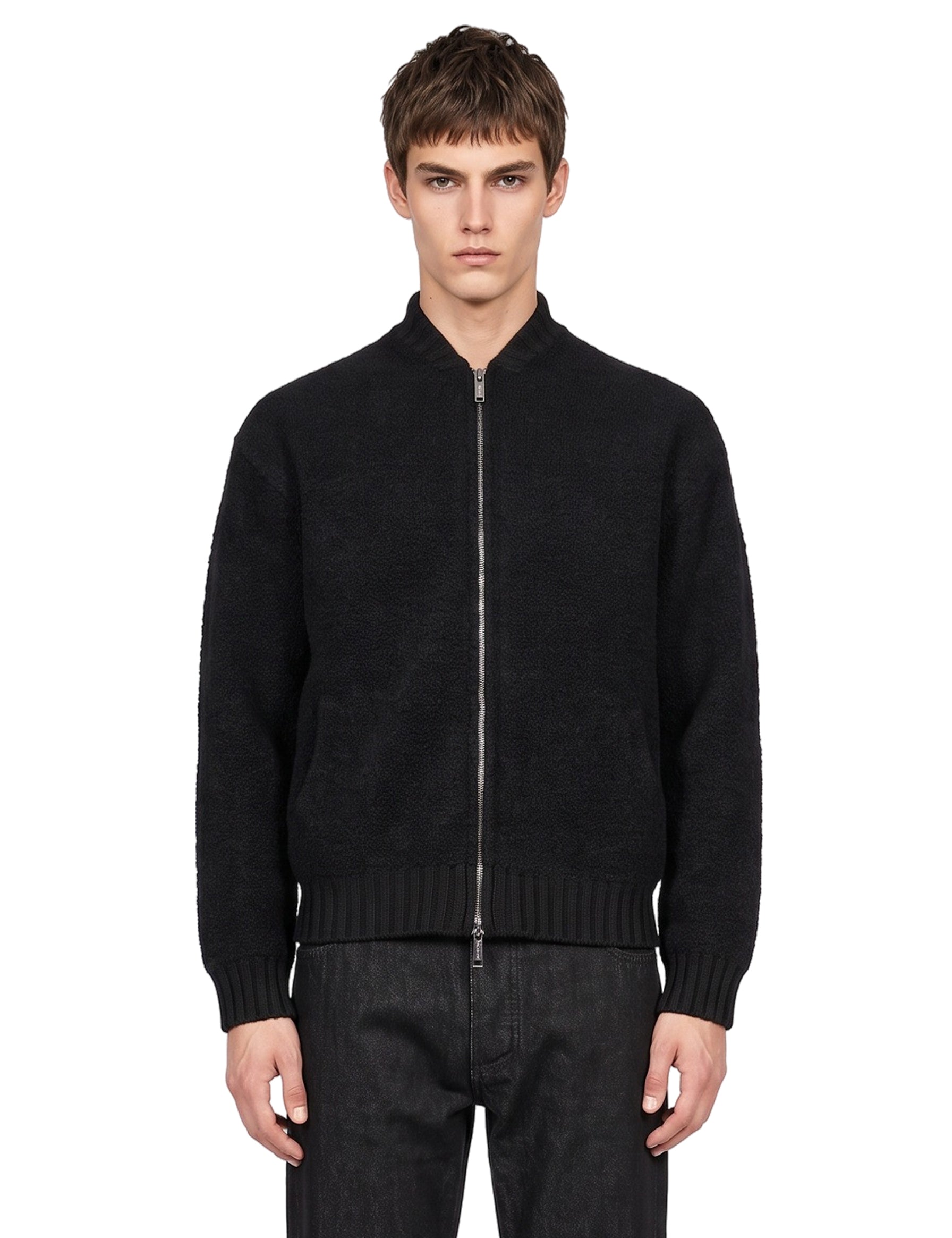 Bomber oversize in maglia nero 