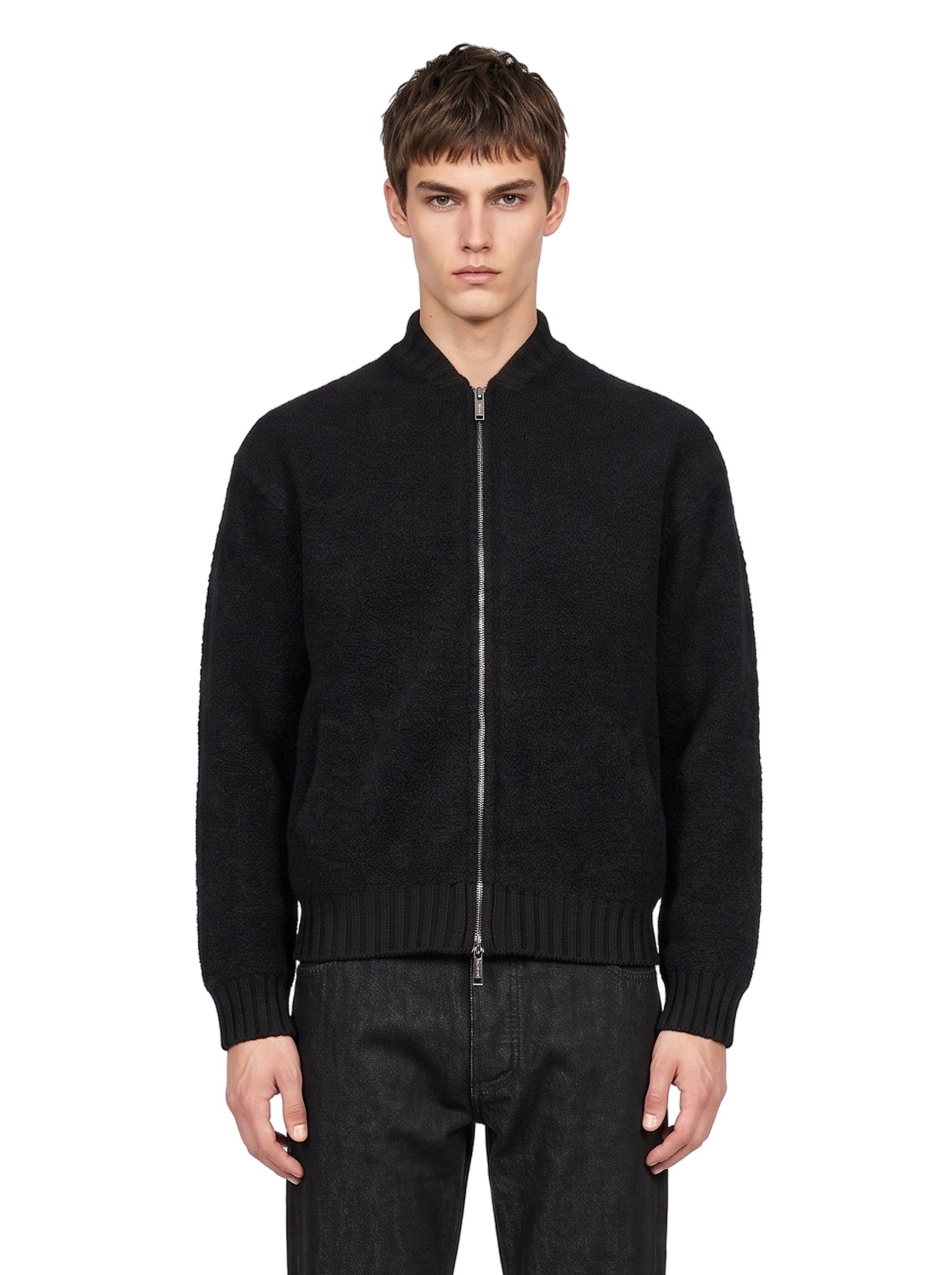 Bomber oversize in maglia nero 