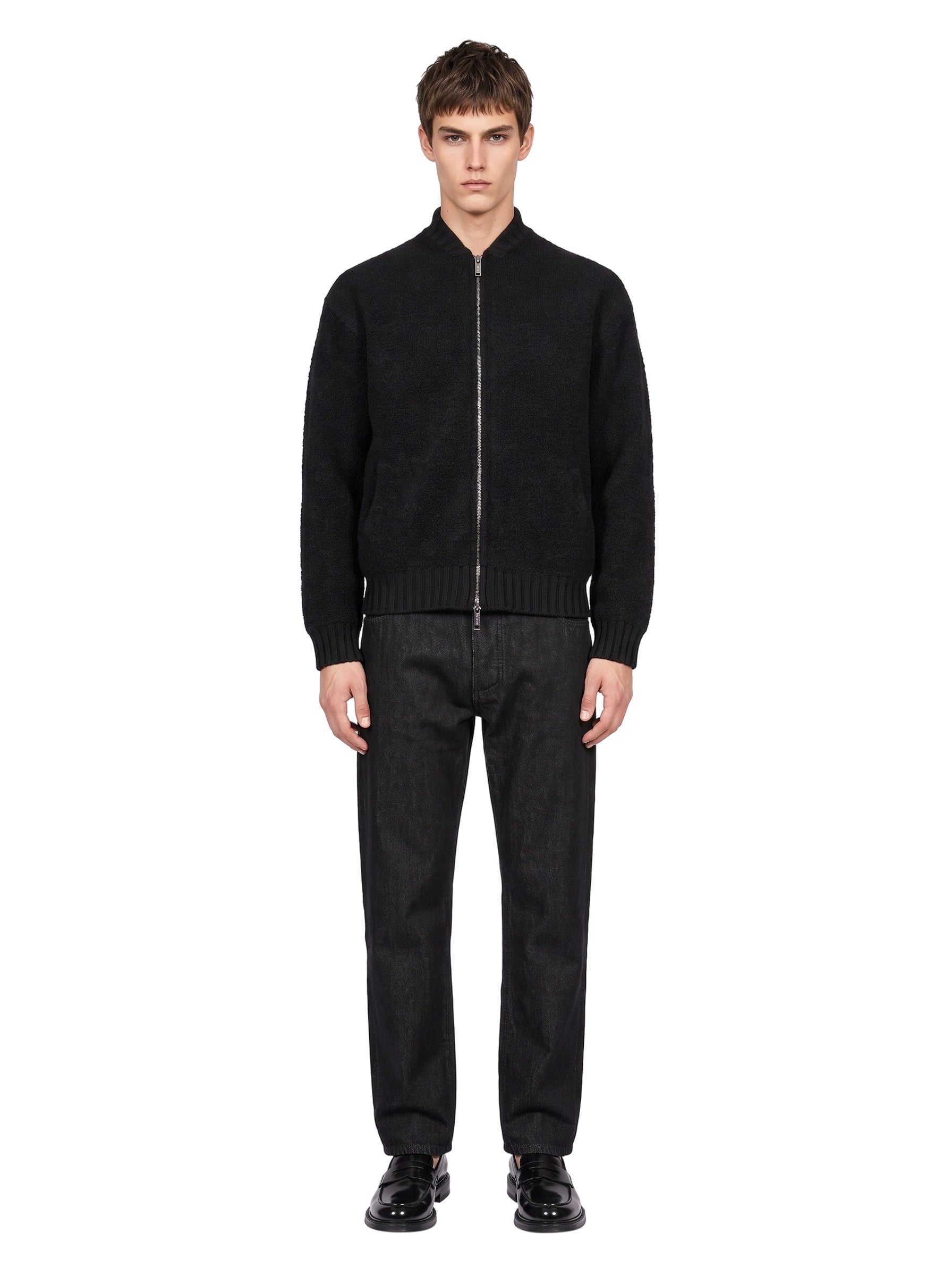 Bomber oversize in maglia nero 