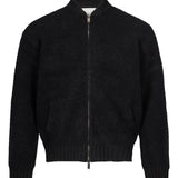 Bomber oversize in maglia nero 