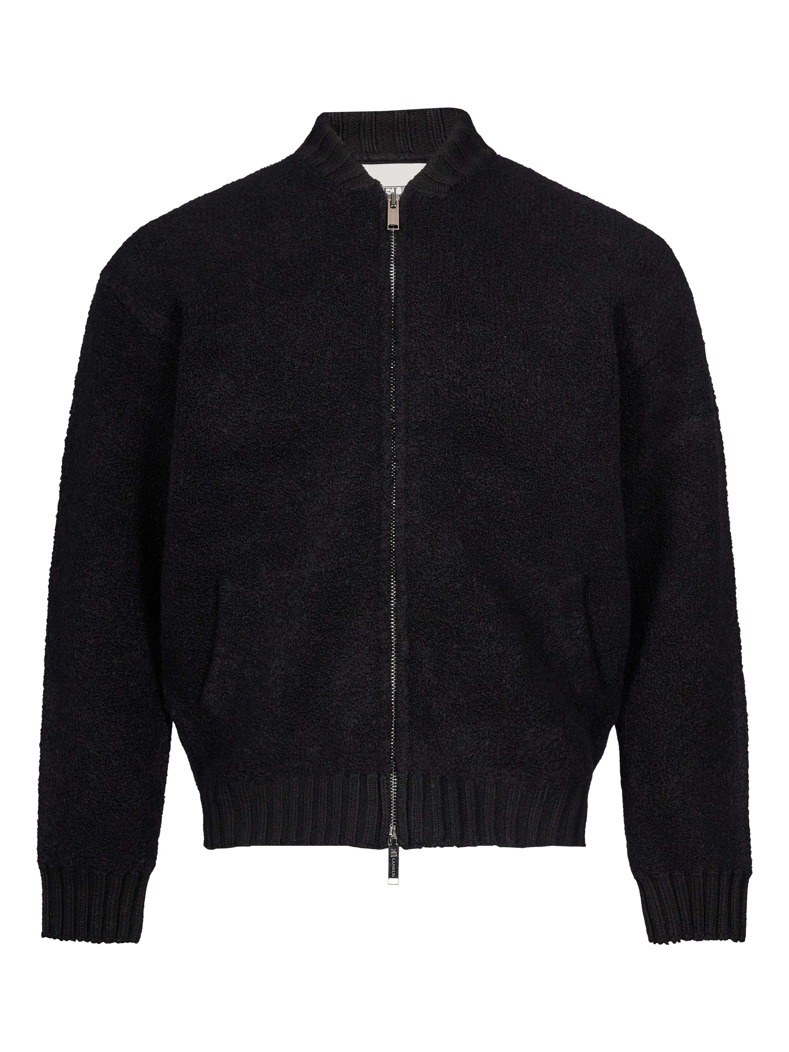 Bomber oversize in maglia nero 