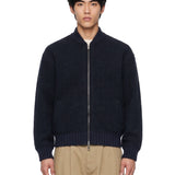 Bomber oversize in maglia blu 